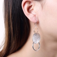 Elegante Damen Ohrringe Silber 925 plattiert – Große runde Anhänger Creolen