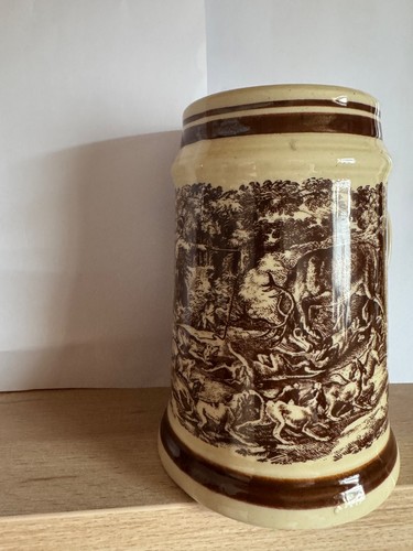 Alter bierkrug jagdmotiv - -,