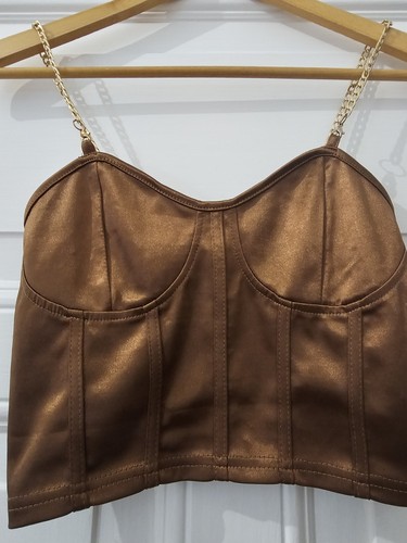 Braunes crop top mit - top,