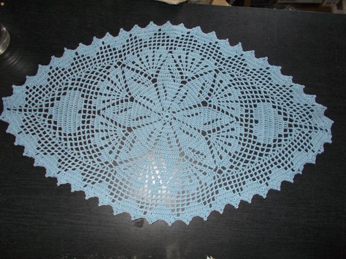 Häkeldeckchen oval blau - häkeldeckchen,