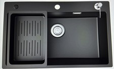 CECIPA Granitspüle Küchenspüle Einbauspüle sifon Spülbecken 70x45cm