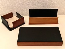 Set Schreibtischgarnitur  Birnbaumholz - Utensilien-, -Briefhalter-,Zettel-box