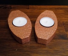 Teelichthalter Kerzenhalter 2 Stück Holz Cumaru Handwerkskunst rustikal Geschenk