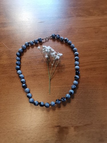 Schneeflocken-Obsidian-Kette