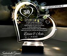 Geschenk Goldene Hochzeit 50 Jahre Hochzeitstag Gravur BELEUCHTET LED D2