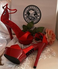 HIGH HEELS / Sandalette - Gr. 39, Rot Satin, für besondere Anlässe, zB Hochzeit 