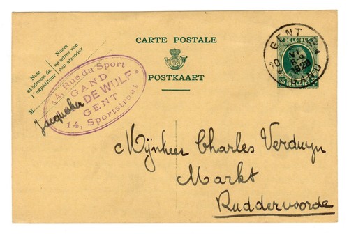 1929 postkarte belgien gent - postkarte,