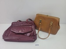 2 Handtaschen Damen Vintage hellbraun DDR 60er 70er weinrot Leder #254732