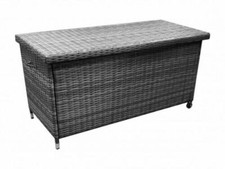 B-Ware PolyRattan Kissenbox 121x56x60cm Aufbewahrungsbox Gartentruhe Grau o.Sack