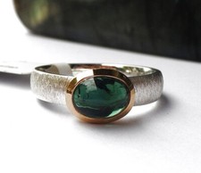 SCHMUCK-STCK RING 925 SILBER Indigolith hochglanzpoliert 17 53 Turmalin blau