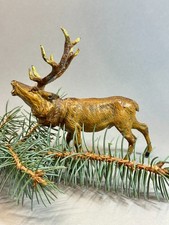 Antike Figur Hirsch Zink Guss bemalt Deer  8-Ender Damhirsch Heyde?
