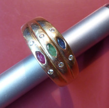schöner Ring ca. 21 mm ca. 3,9g 585 Gold Saphir Rubin, Smaragd, Diamanten
