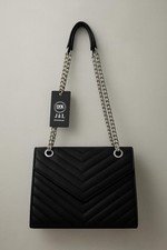 J&L Designer-Schultertasche Schwarz –Neu mit Etikett – Steppoptik & Kettenriemen