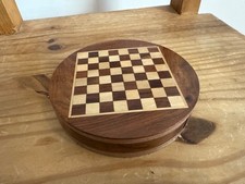 Schachbrett, runde Holzbox