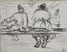 3 monogrammierte  Tuschzeichnungen mit russischen Motiven