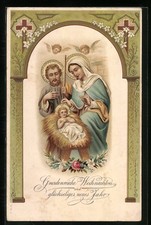 Maria und Joseph mit dem Christkind, Neujahrsgruß, Ansichtskarte 1908 