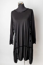 ??Lagenlook tolles Ballon Kleid Tunika Escaladya schwarz Samt Knöpfe XXL ?