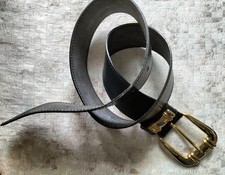 Schuchard & Friese Gürtel Ledergürtel goldfarbige Metallschließe schwarz