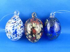 3 x Vintage Glaskugeln  - Eisch  Glas, Weihnachten, Mundgeblasen (Eiform)