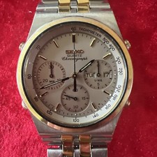 Seiko Chronograph Vintage Quarz 7A38-7280 Uhr Edelstahl zweifarbig