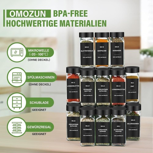 Gewürzgläser eckig set 120ml - eckig,