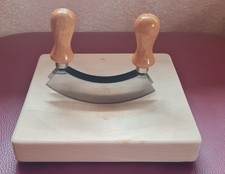 Wiegemesser mit Holzbrett Doppelklinge