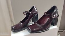 Heels Pumps Riemchen y2k 90s Bordeaux Rot Lack Square Toe Damen Größe 38 Vintage