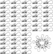 60st Gardinen Klammern Edelstahl Vorhang Clips Haken Metall Klemmhaken Dekoratio