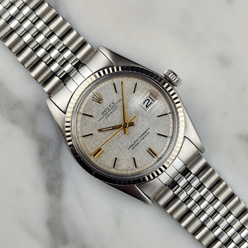 Rolex datejust silver linen - rolex,