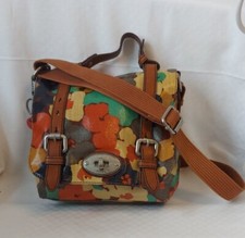 Fossil Tan Key-Per Hand-/Umhängetasche Canvas u.Leder Crossbody Multicolor
