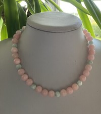 Schwere Morganit /Beryll Kette mit  14 Karat Gold Kugelschliesse