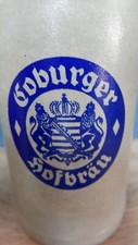 Alter Steinzeug Bierkrug aus Sammlung Maßkrug  Coburger Hofbräu Bier, 1L Mass