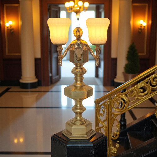 Rare art déco messinglampe - rare,