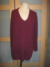 Damen Strick V-Pullover, Lang Arm, Gr. XXL, Bordeaux, Polyacryl, "Bluhmod"