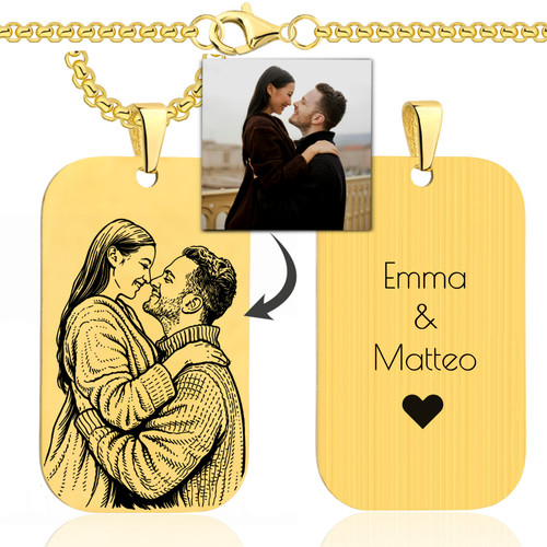 Dog tag herren gold - herren, edelstahl