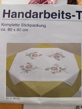 Stickpackung Kreuzstich Tisch Decke 80 x 80 cm Tischdecke Mitteldecke Rosen 