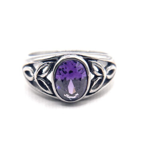 Neu edelstahl oval amethyst - cz,