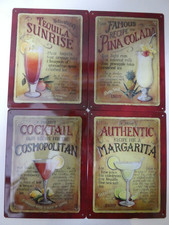4 Blechschilder mit Cocktails