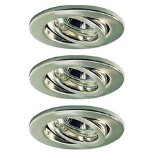 3 x Einbaustrahler Set schwenkbar Eisen gebürstet 3 x 50W GU10 230V Halogen