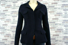 DUARTE DAMEN REINE KOCHWOLLE STRICKJACKE STRICK BLAZER DUNKELBLAU XS