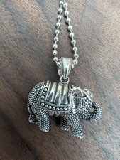 Lagos seltener Wunder Elefant Anhänger Halskette Sterlingsilber 925 lang klobig 34"