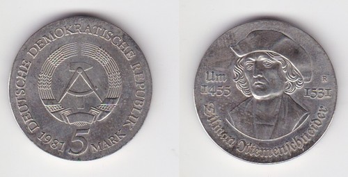 Ddr gedenk münze mark - ddr, 5