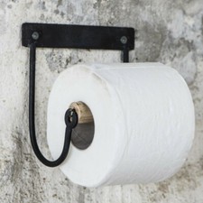 B-Ware % Toilettenpapierhalter Holzrolle Metall schwarz Landhausstil Ib Laursen
