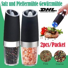2*Elektrische Salzmühle Pfeffermühle Streuer Kippsensor Keramikmahlwerk Cook