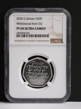 2020 Austritt aus EU Silber 50p NGC PF69