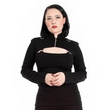 RE-AGENZ Bolero Jacke - Iridium Reißverschluss Ringe Gothic Alternative Goth