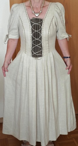 Dirndl leinen mit ledereinsatz - dirndl,