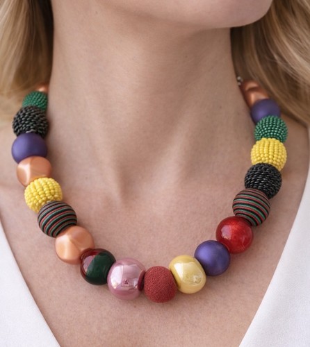 Perlenkette bunte statement - perlenkette,