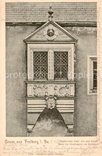 Freiberg  Sachsen Historischer Erker mit dem Kopfe Kanz von Kaufungens am Rathau
