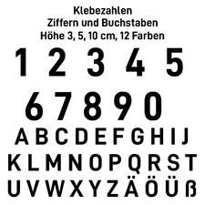 Ziffern Buchstaben Aufkleber Klebezahlen Zahlen 3 5 10cm 12 Farben auswahlbar